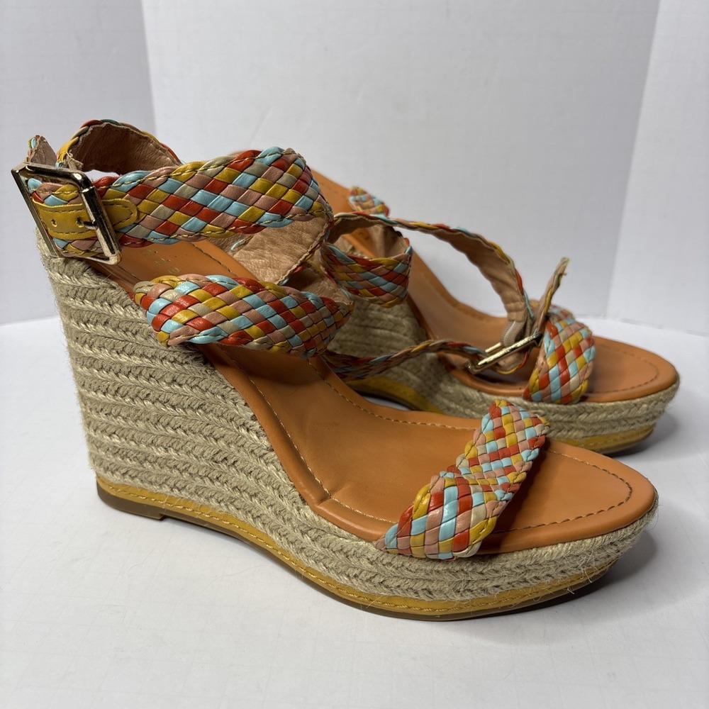 Madden Girl Narla Espadrille‎ Braided Wedge Sandals Womens 9 Multicolor Open Toe